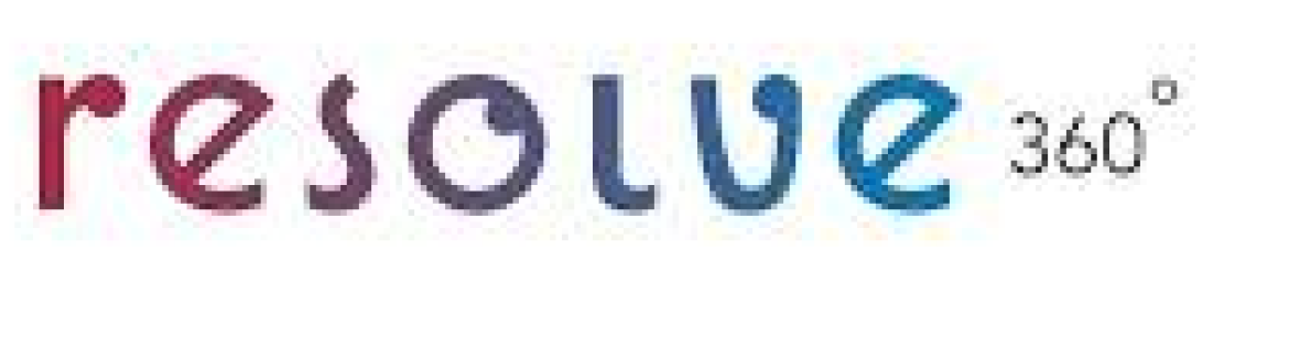 Text logo displaying the word 'resolve' in a colorful watercolor style with '360°' in smaller font to the right.
